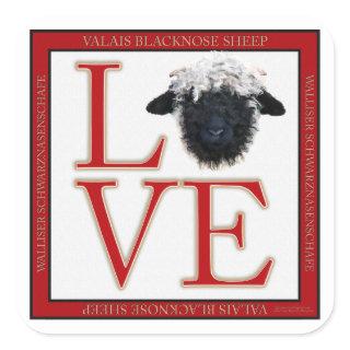 Love Valais Blacknose Sheep Square Stickers
