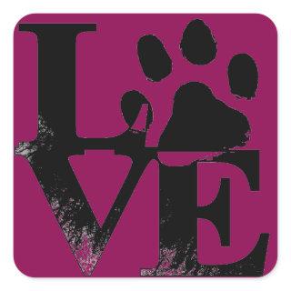 LOVE With Paw Square Sticker