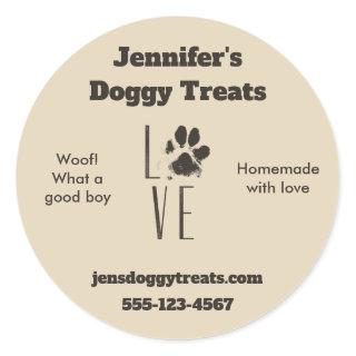 Love with Pet Paw Print Pet Business Classic Round Sticker