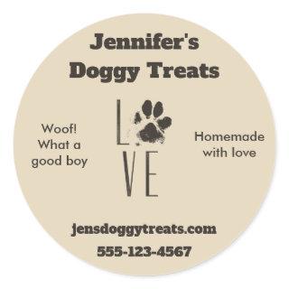 Love with Pet Paw Print Pet Business Classic Round Sticker