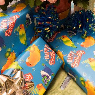 Lovebird Parrot Birds Bright Blue Happy Birthday