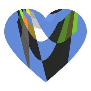 Lovely Blue African Tribal Motif Pattern Art Print Heart Sticker
