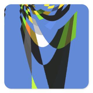 Lovely Blue African Tribal Motif Pattern Art Print Square Sticker