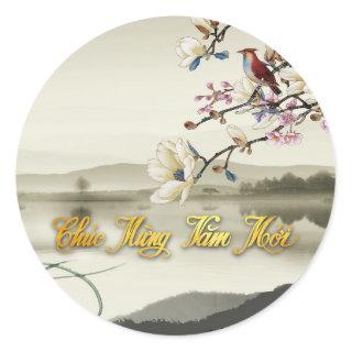 Lovely bucolic scene Vietnamese Lunar Year 2021 RS Classic Round Sticker