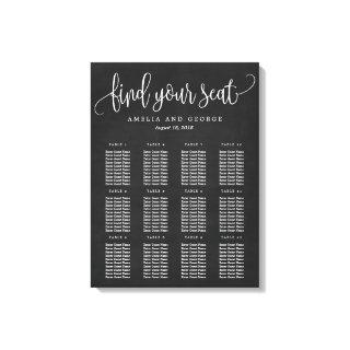 Lovely Calligraphy Seating Chart Wrapped Canvas