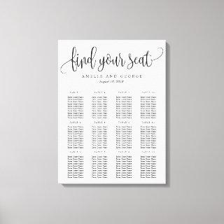 Lovely Calligraphy Seating Chart Wrapped Canvas