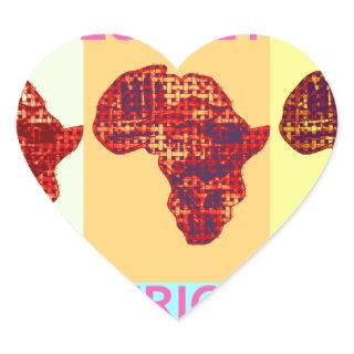 Lovely Colorful Africa Map Pop Pattern Art  Design Heart Sticker