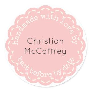 Lovely Coral Pink Rosette Handmade Custom Label