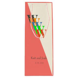 Lovely Coral Script Elegant Wine Present Wine Gift Bag