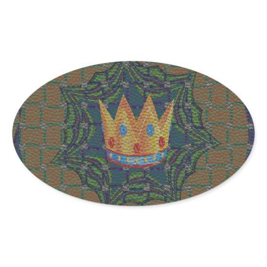 Lovely Crown Print vector Keep it Simple design Oval Sticker