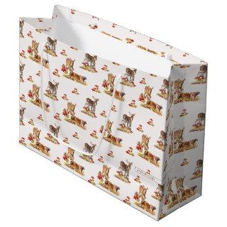 Lovely Forest Animals Autumn Art Pattern Large Gift Bag