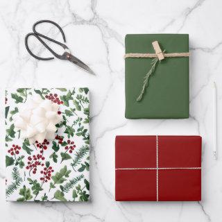 Lovely Holiday Botanical Print w/ Matching Solids  Sheets