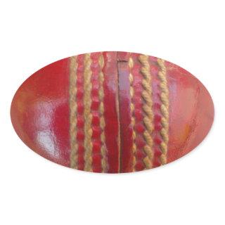 Lovely International Cricket Red Leather Ball Oval Sticker