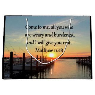 LOVELY MATTHEW 11:28 SUNSET SCRIPTURE LARGE GIFT BAG