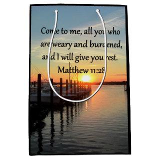 LOVELY MATTHEW 11:28 SUNSET SCRIPTURE MEDIUM GIFT BAG