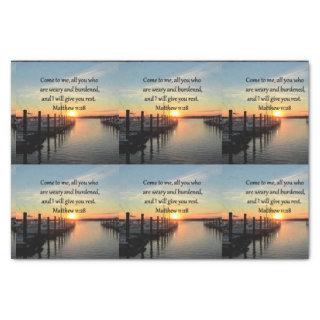 LOVELY MATTHEW 11:28 SUNSET SCRIPTURE TISSUE PAPER