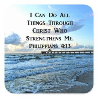 LOVELY PHILIPPIANS 4:13 BIBLE VERSE SQUARE STICKER