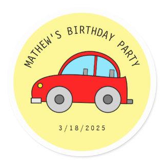 Lovely Red Toy Car Vehicle Birthday Celebration  Classic Round Sticker