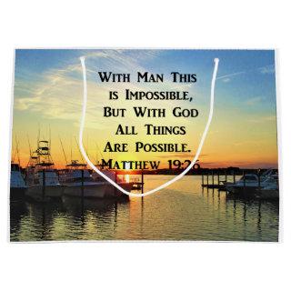 LOVELY SUNSET MATTHEW 19:26 SCRIPTURE PHOTO LARGE GIFT BAG