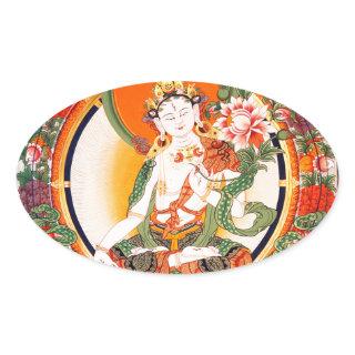 Lovely Tibetan Buddhist Art Oval Sticker