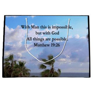 LOVELY TROPICAL MATTHEW 19:26 PHOTO DESIGN LARGE GIFT BAG