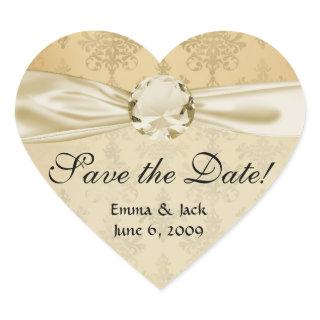 lovely vintage distressed gold damask heart sticker