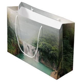 Lovely Waterfall in a Mountain Forest Large Gift Bag