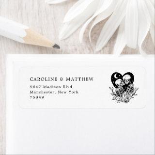 Lovers Until Death Skeletons & Roses Wedding Label