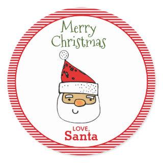 LoveSanta Whimsical Santa With Hat Christmas Classic Round Sticker