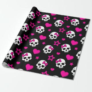 Lovey Goth Skulls in Bright Pink