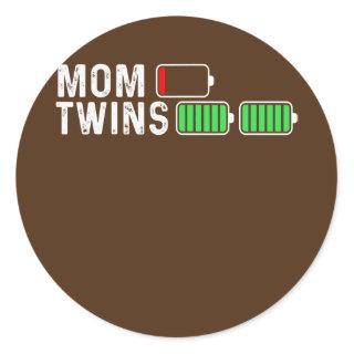 Low Battery Mom Twins Mom Twin Mama Of Twins Mom Classic Round Sticker