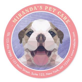 Low Poly Dog Pet Care Grooming Bathing Classic Round Sticker