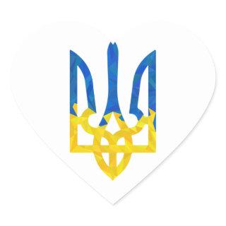 Low polygonal Ukrainian trident Heart Sticker