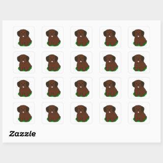 LR kawaii chocolate lab cartoon Square Sticker