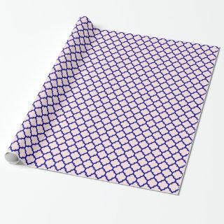 Lt Pink Navy Blue Moroccan Quatrefoil Pattern #5