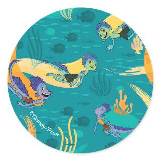 Luca | Alberto & Luca Swim With Fish Pattern Classic Round Sticker