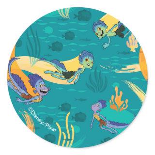 Luca | Alberto & Luca Swim With Fish Pattern Classic Round Sticker