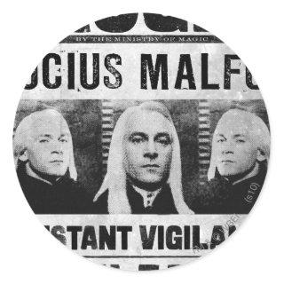 Lucius Malfoy Wanted Poster Classic Round Sticker