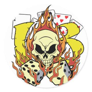 Lucky 13 Dice and Skull Classic Round Sticker