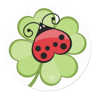 Lucky 4 Leaf Clover Ladybug Ladybird Cute Stickers