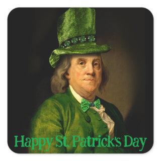 Lucky Ben Franklin St. Patrick's Day Square Sticker