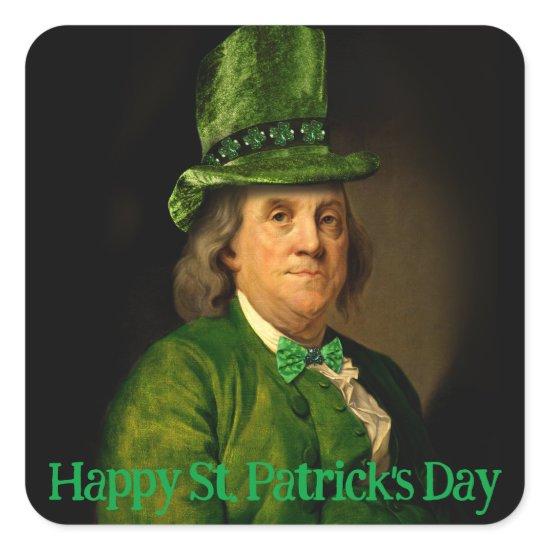 Lucky Ben Franklin St. Patrick's Day Square Sticker