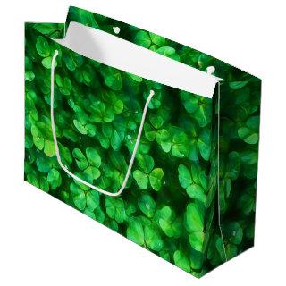 Lucky Celtic Irish Green Shamrocks Large Gift Bag