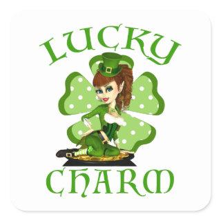 Lucky Charm Leprechaun Girl Stickers