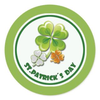 Lucky Charms. Tricolor Shamrocks St. Patrick's Day Classic Round Sticker