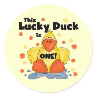 Lucky Duck 1st Birthday  T-shirts and Gifts Classic Round Sticker