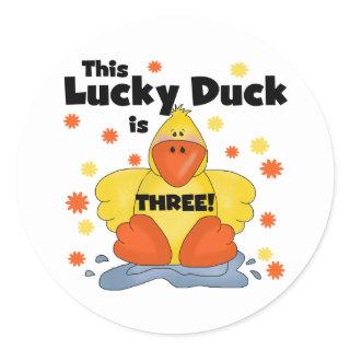 Lucky Duck 3rd Birthday Tshirts and Gifts Classic Round Sticker