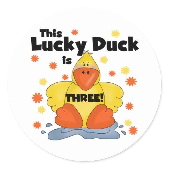 Lucky Duck 3rd Birthday Tshirts and Gifts Classic Round Sticker