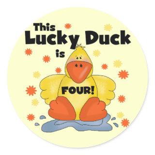 Lucky Duck 4th Birthday Tshirts and Gifts Classic Round Sticker