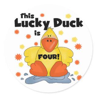 Lucky Duck 4th Birthday Tshirts and Gifts Classic Round Sticker